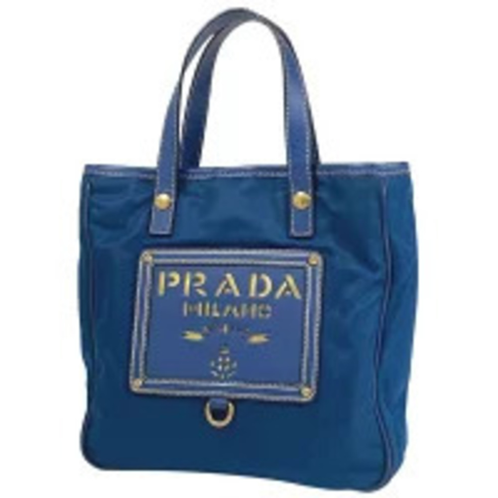 Prada Milano Tote Bag Shoulder Cutout Blue